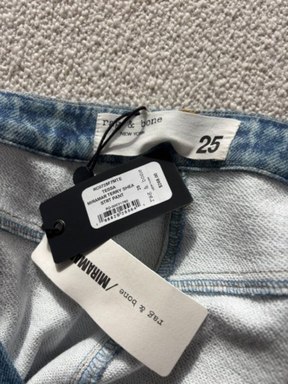 New with Tags NWT Miramar Terry Tessa Straight Rag & Bone '"Jeans" - Picture 2 of 4